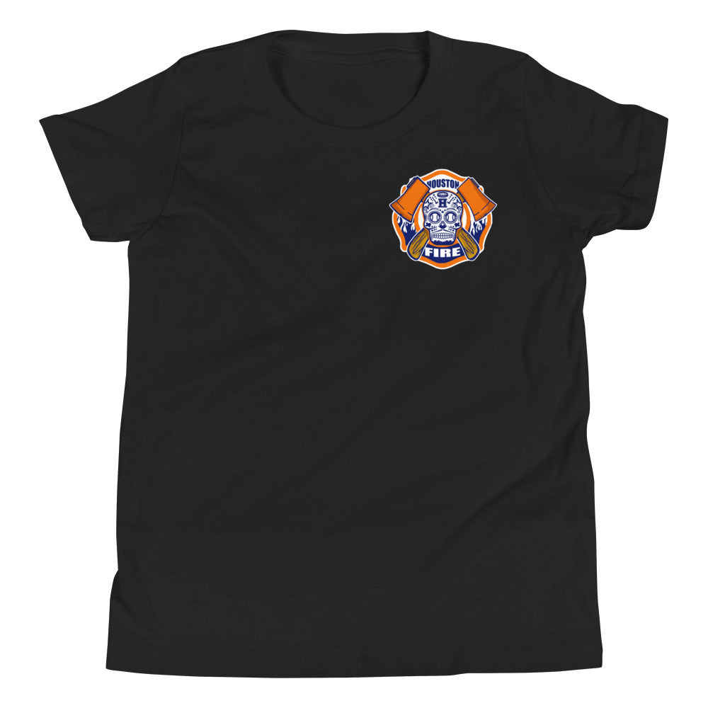 SUGAR SKULL HOUSTON FIRE Youth Short Sleeve T-Shirt